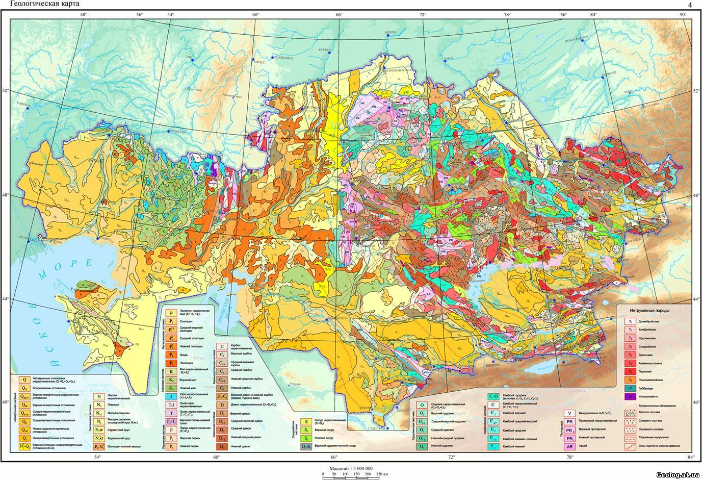 Подробная геологическая карта Казахстана Карты Каталог статей Сайт учителя географии Попко 8749